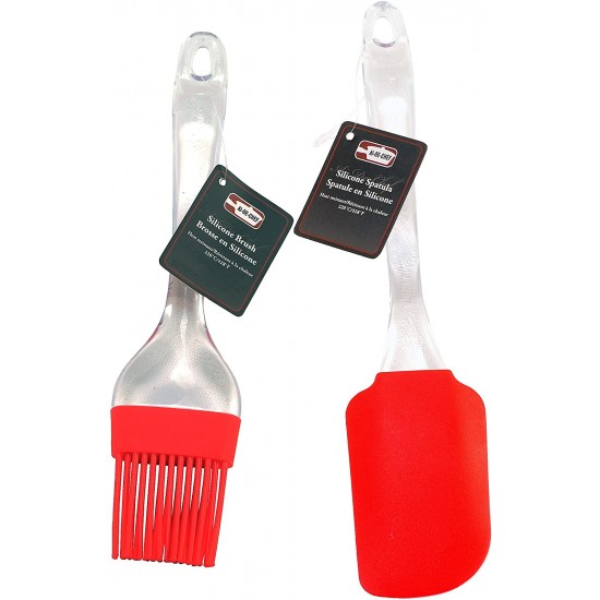 Silicone Brush and Spatula Pair 2 in 1 set, Baking, Decorating, BBQ ( LARGE SIZE )