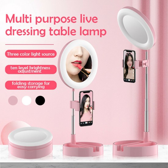 LED Light Mini Makeup Mirror Compact Pocket Face Lip Cosmetic Mirror