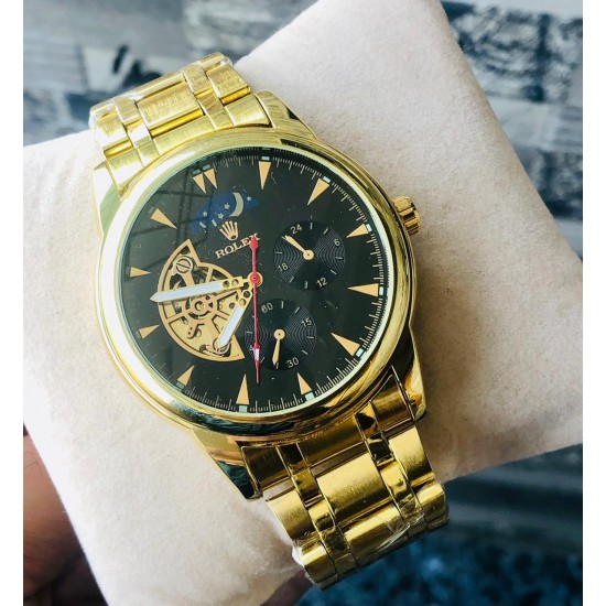 ( ROLEX ) Automatic Full Golden Skeleton Watch