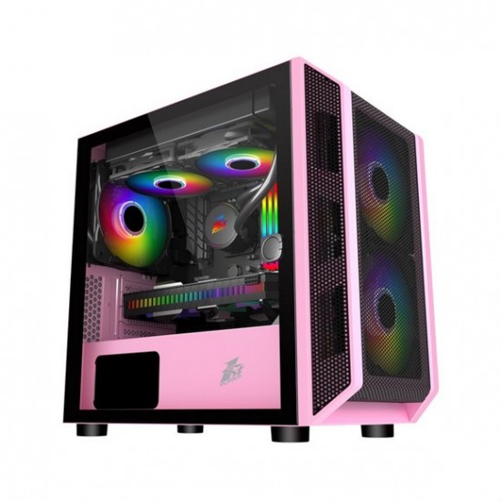 1st player D3 (Pink) DK series with 3 Fans   1 Hub Micro ATX Gaming Case