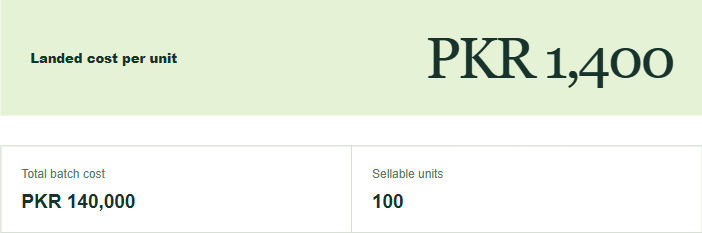 Batch costs spread across sellable units