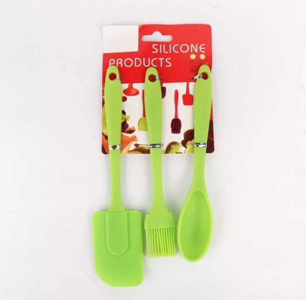 3Pcs Kitchen Tools Set Silicone Spatula/BBQBrush/Spoon