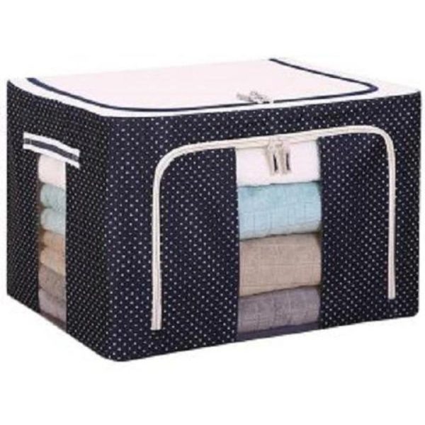 Folding Oxford Cloth Steel Frame Clothing Quilts Pillows Storage Bag Folding Organizer Box Storage Bag Zipper Lid