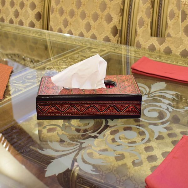 Wooden Tissue Box With Lacquer Art Handmade