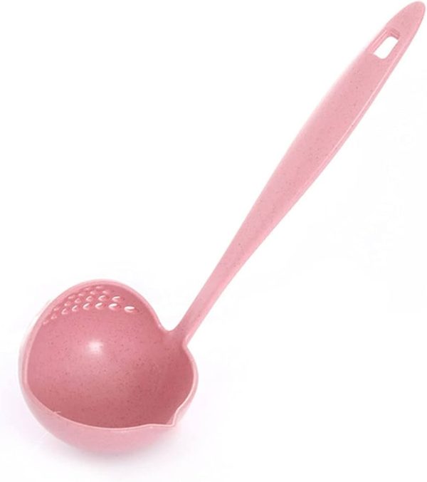 2 in 1 Long Handle Soup Spoon Home Strainer Creative Wheat Straw Cooking Colander Kitchen Scoop Tableware Kitchen Tools
